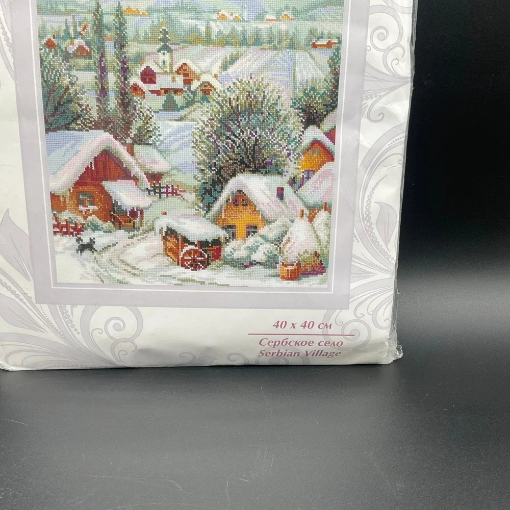 Riolis Serbian Village Cross Stitch Kit Winter Countryside Scene Elena Kolmakova